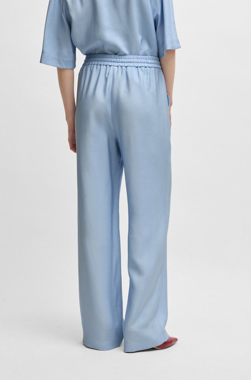 Hugo Boss Pantalones De Sarga Suave Con Pernera Ancha Y Cordón En La Cintura