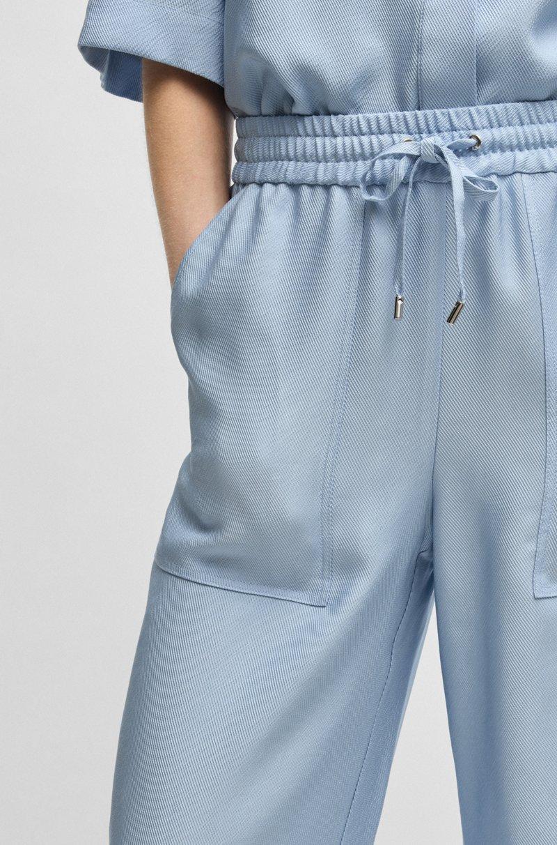 Hugo Boss Pantalones De Sarga Suave Con Pernera Ancha Y Cordón En La Cintura