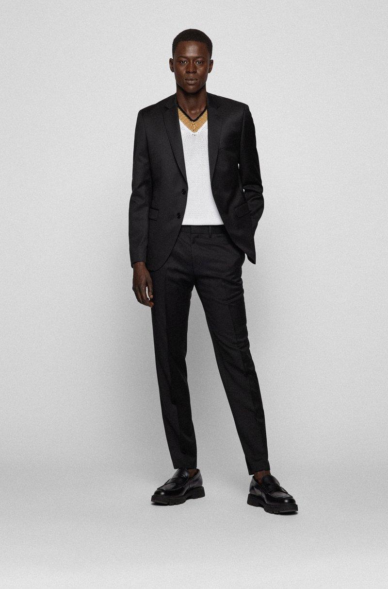Hugo Boss Pantalones De Traje Extra Slim Fit En Sarga De Lana Virgen