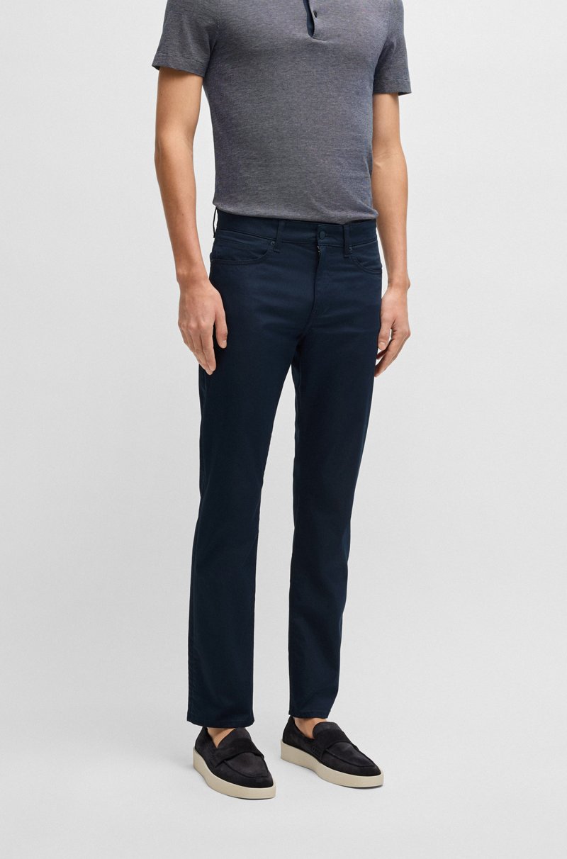 Hugo Boss Pantalones Delaware slim fit de raso elástico