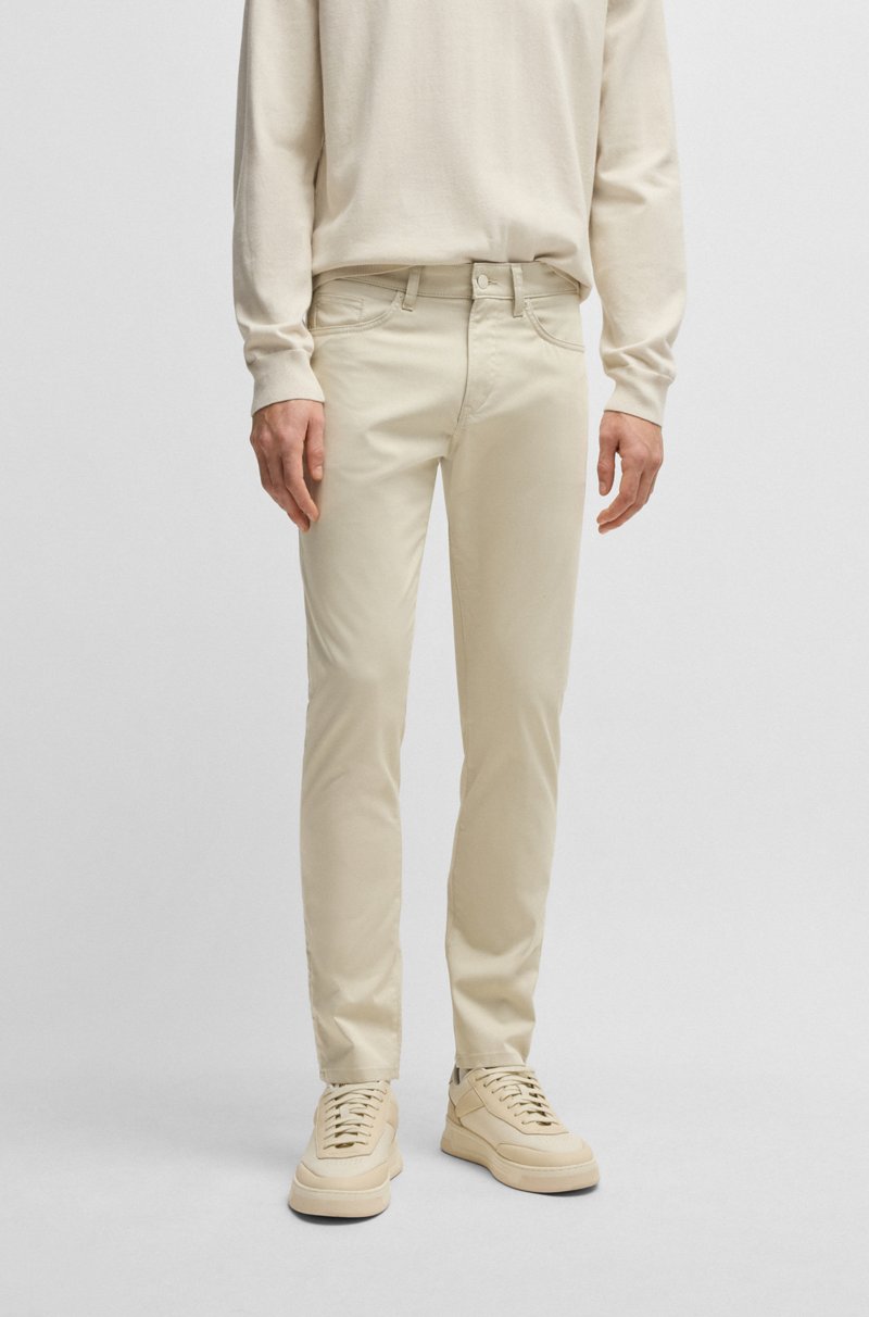 Hugo Boss Pantalones Delaware slim fit de raso elástico