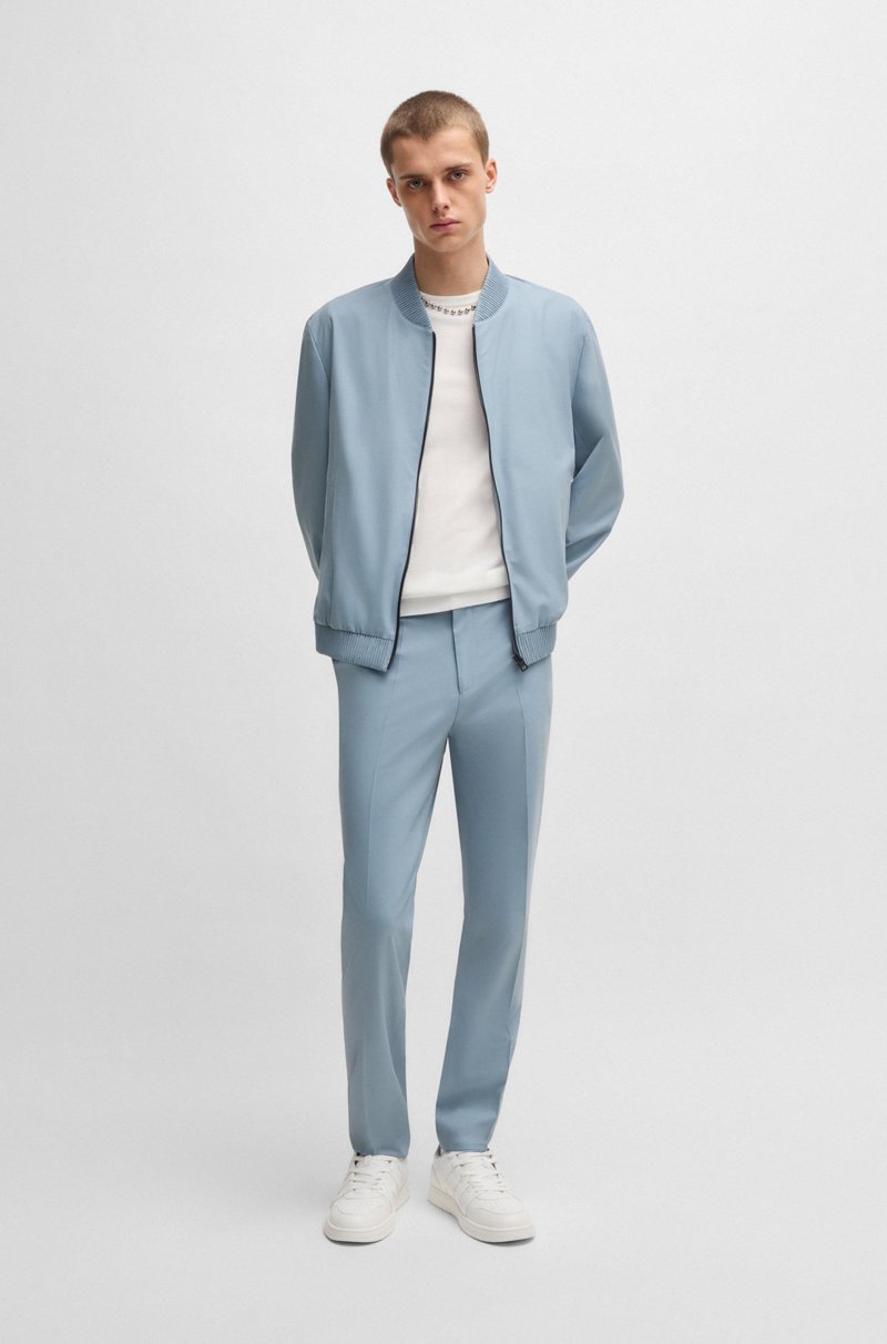 Hugo Boss Pantalones Extra Slim Fit De Popelín Elástico De Mezcla De Lana