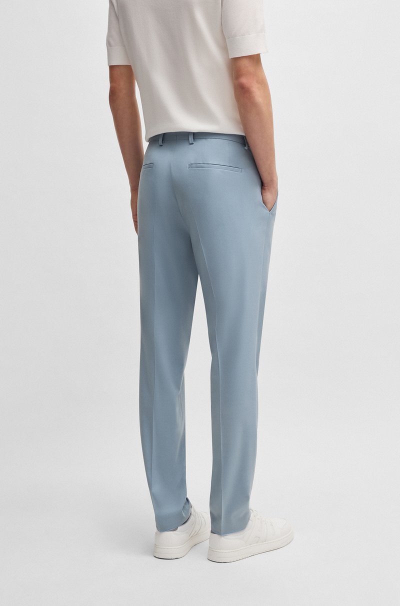 Hugo Boss Pantalones Extra Slim Fit De Popelín Elástico De Mezcla De Lana