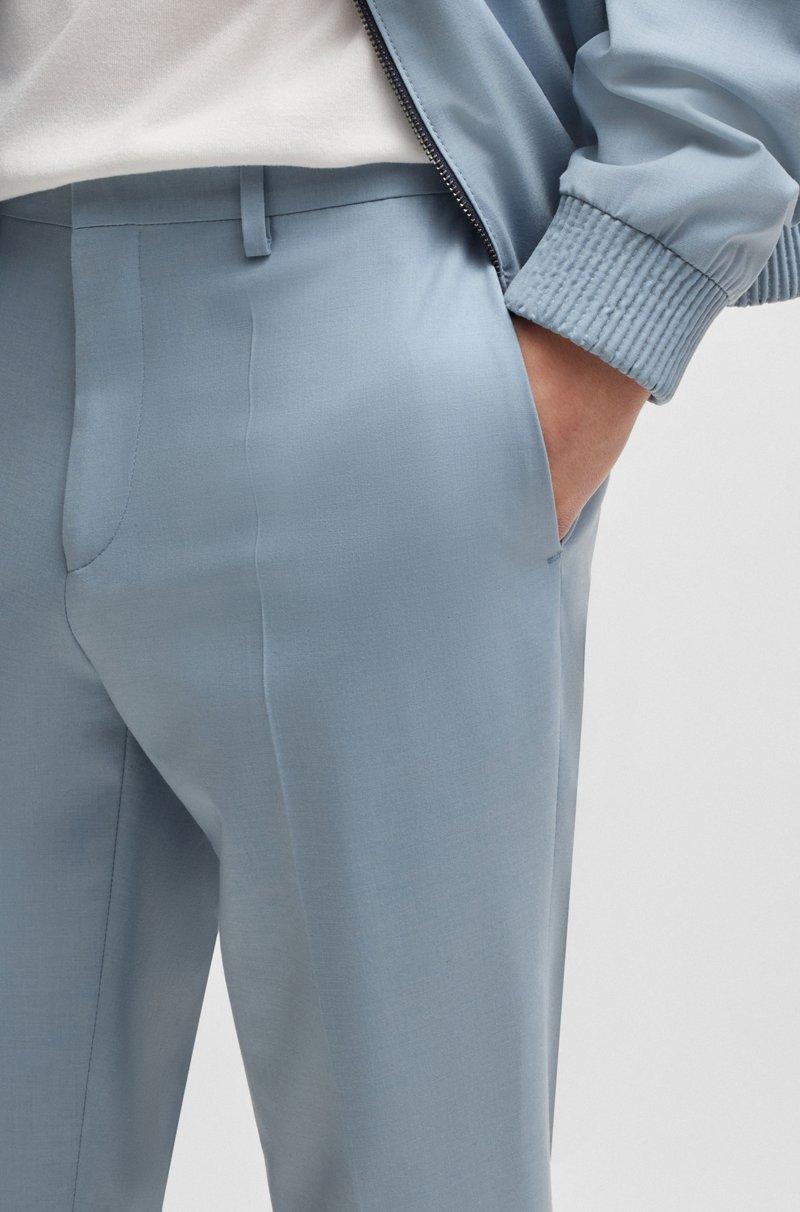 Hugo Boss Pantalones Extra Slim Fit De Popelín Elástico De Mezcla De Lana