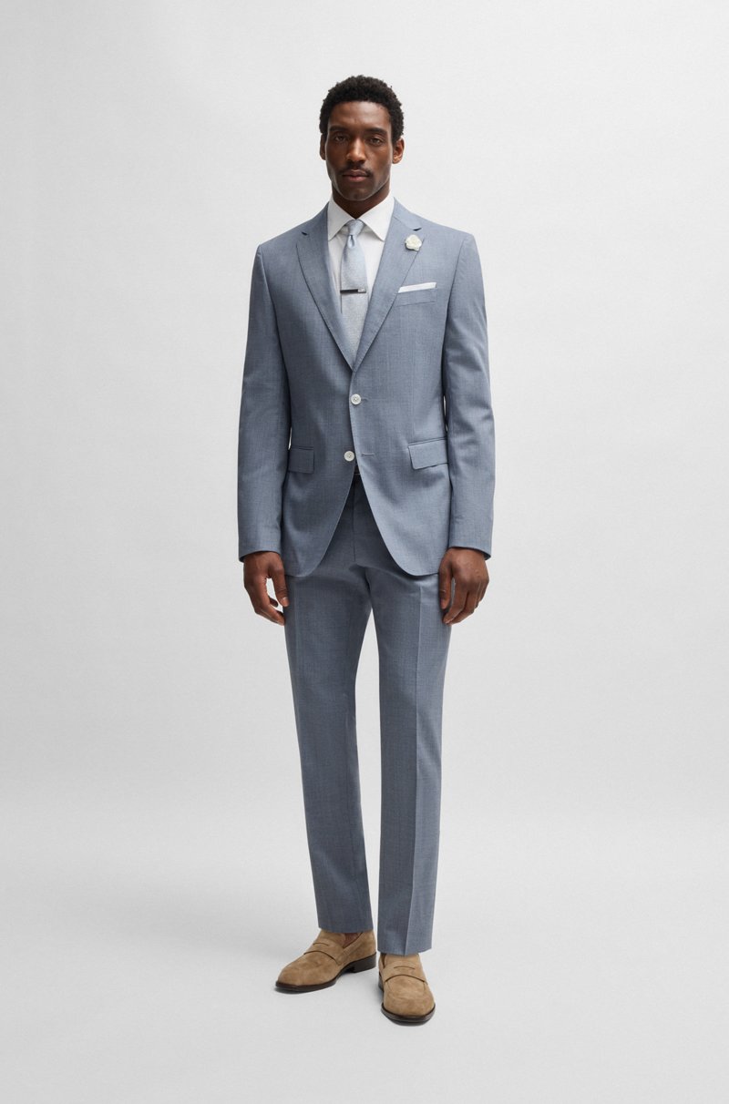 Hugo Boss Pantalones Formales De Mezcla De Lana Virgen Con Dibujo