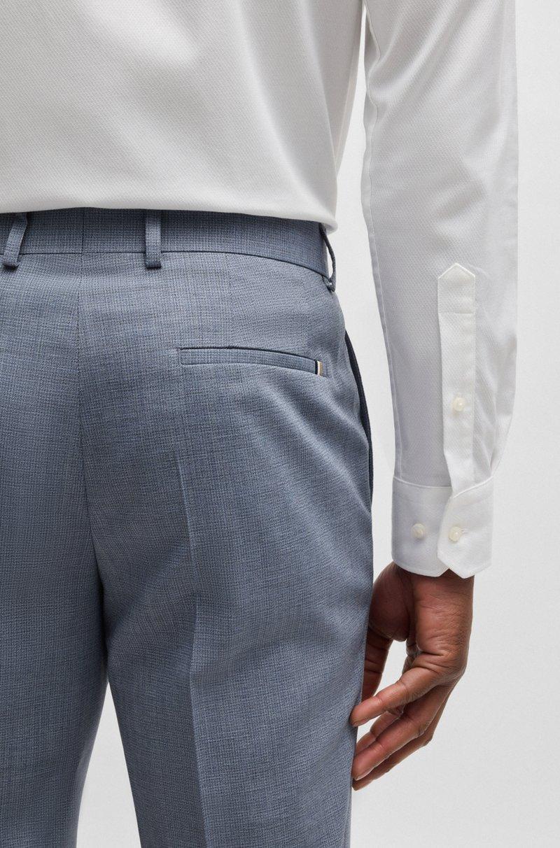 Hugo Boss Pantalones Formales De Mezcla De Lana Virgen Con Dibujo