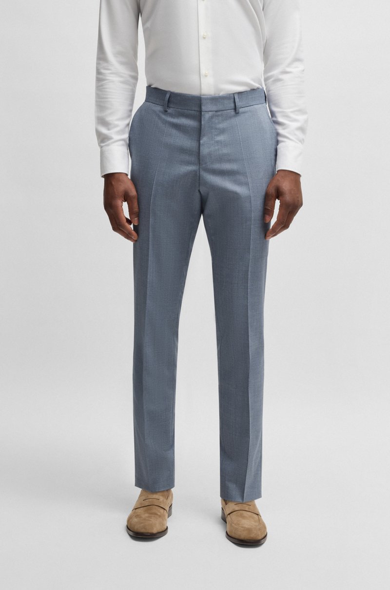 Hugo Boss Pantalones formales de mezcla de lana virgen con dibujo