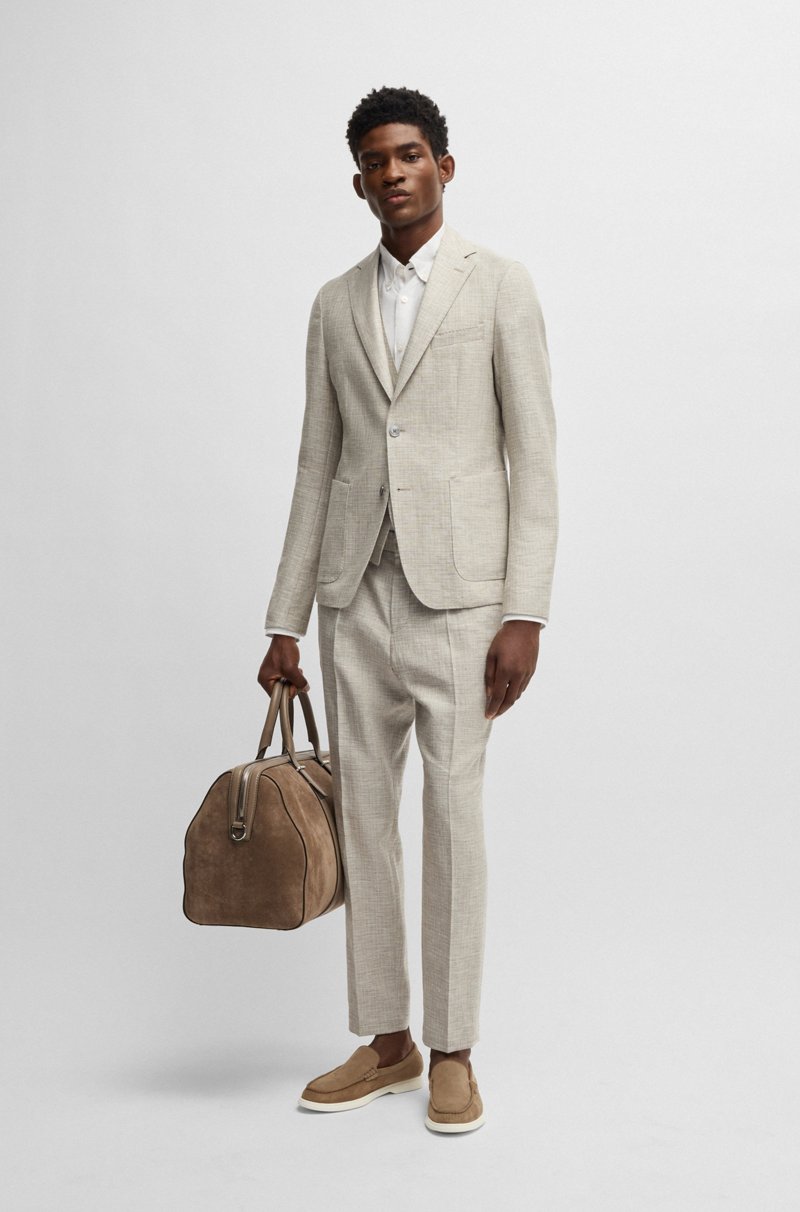 Hugo Boss Pantalones Formales De Tejido Elástico Con Microestampado