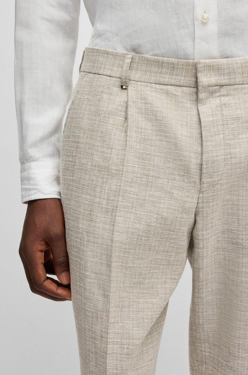 Hugo Boss Pantalones Formales De Tejido Elástico Con Microestampado