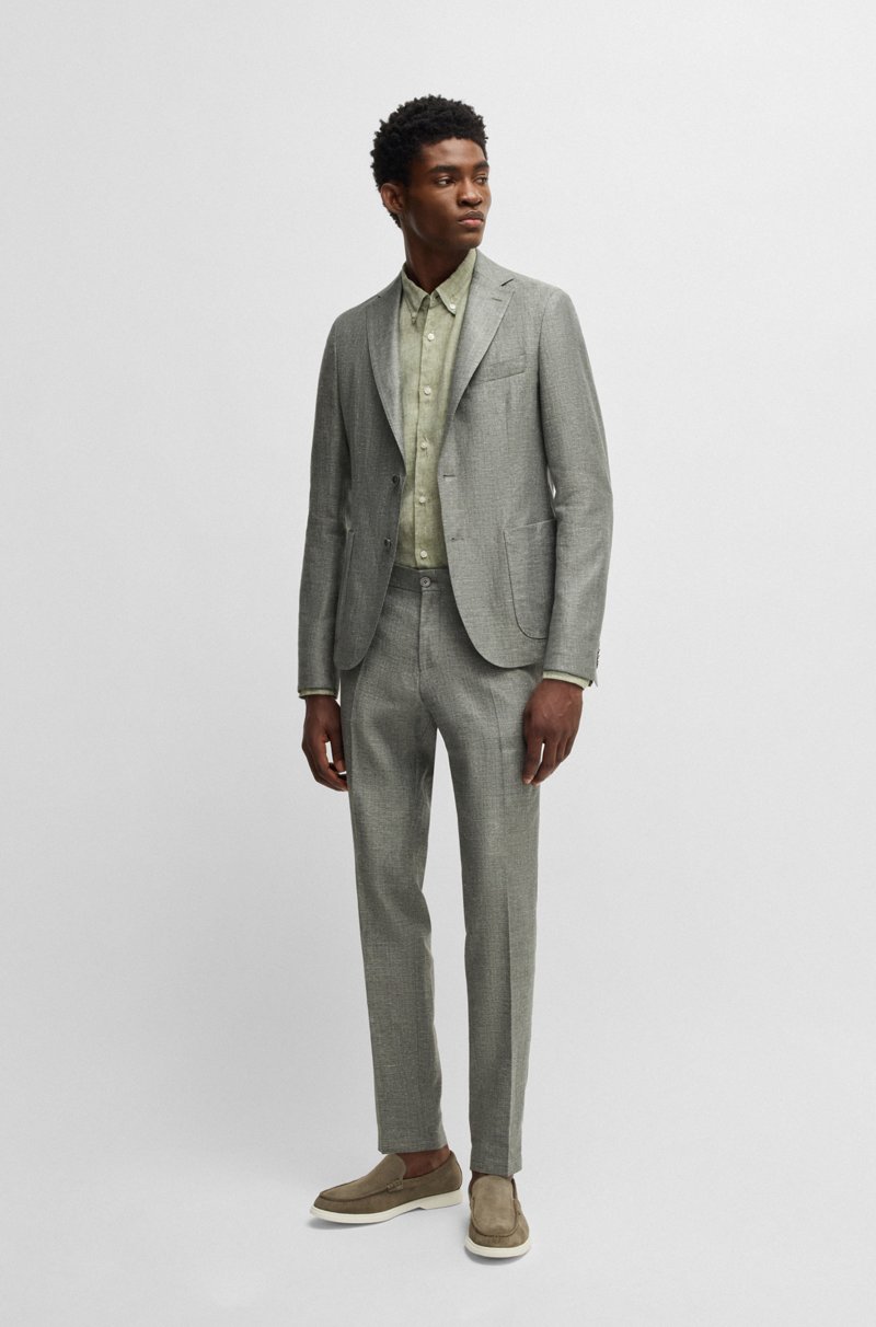 Hugo Boss Pantalones Formales De Tejido Elástico Con Microestampado