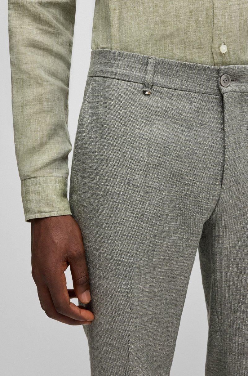 Hugo Boss Pantalones Formales De Tejido Elástico Con Microestampado
