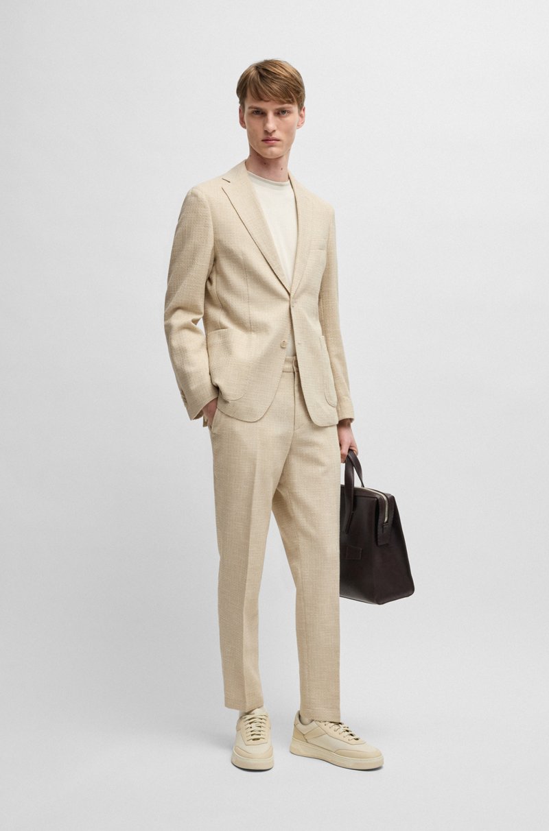 Hugo Boss Pantalones Formales De Tweed Con Microestampado