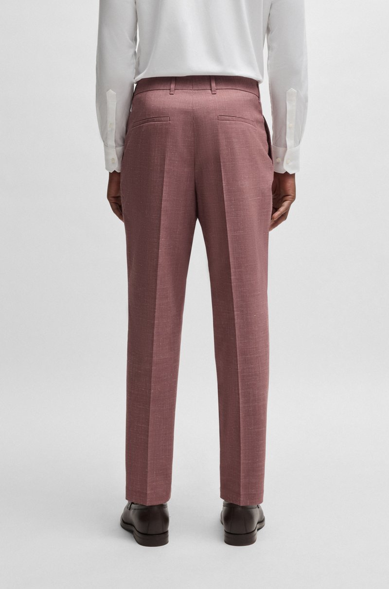 Hugo Boss Pantalones Formales Estampados De Mezcla De Lana Con Seda
