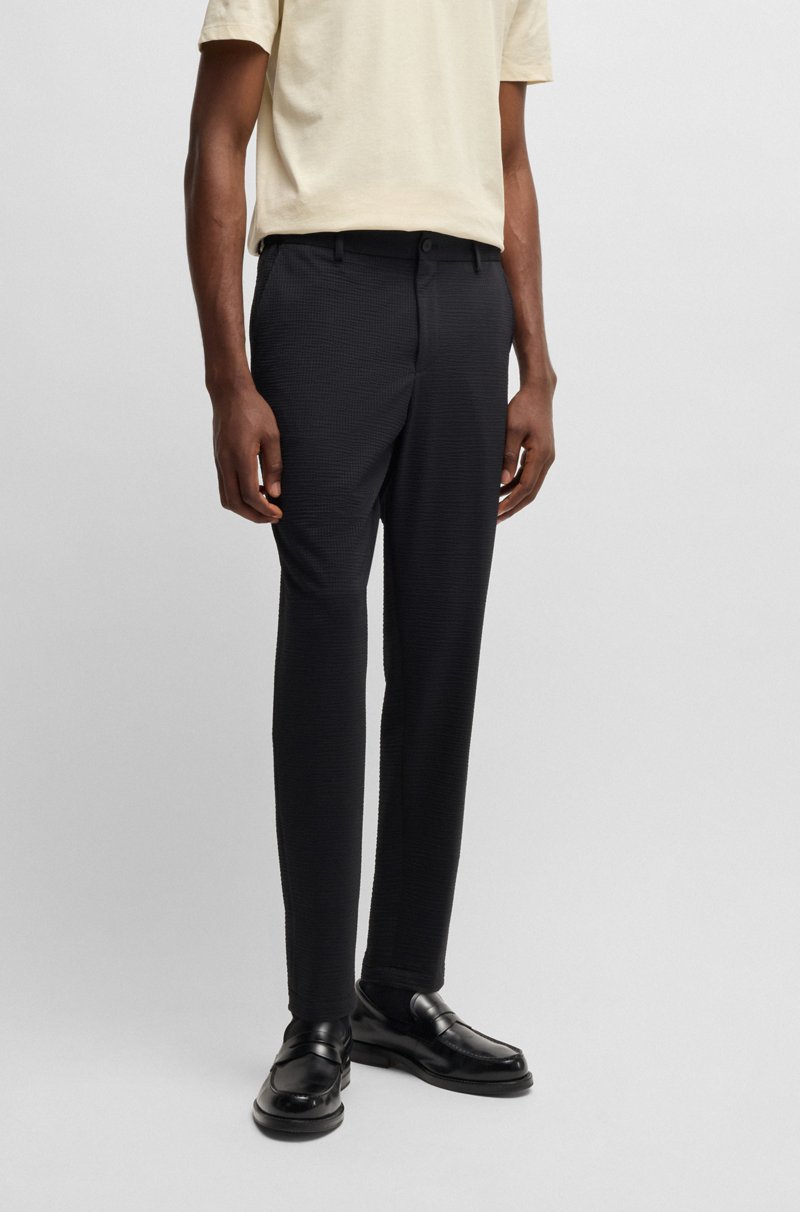 Hugo Boss Pantalones formales lavables en tejido de sirsaca elástico