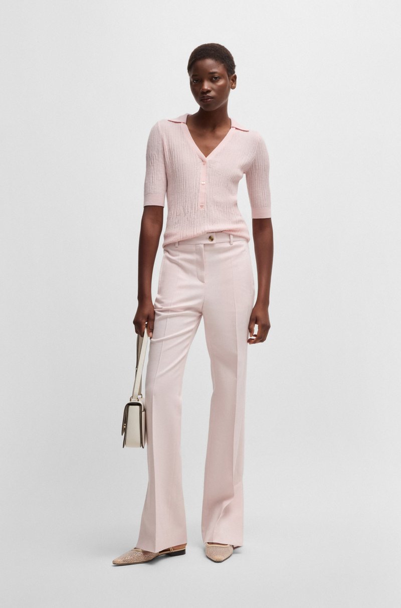 Hugo Boss Pantalones Jaspeados Con Aberturas En Los Bajos