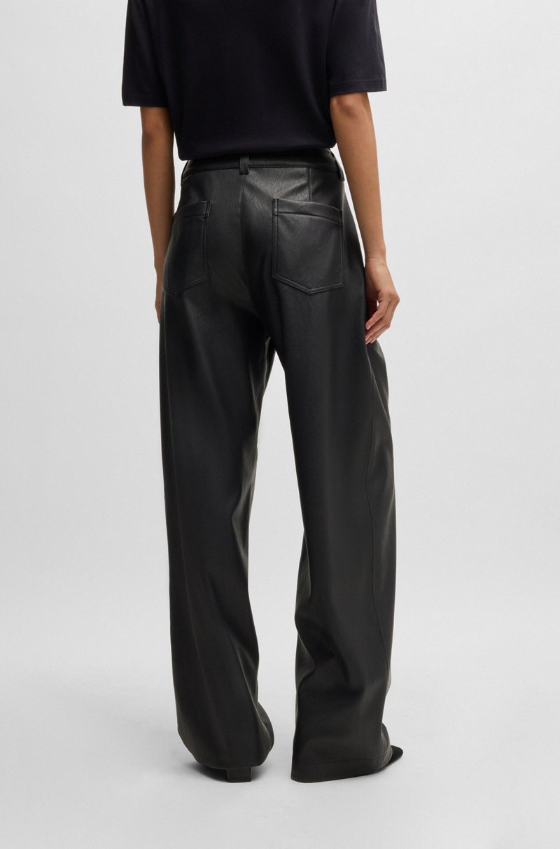 Hugo Boss Pantalones Loose Fit De Pernera Ancha En Piel Sintética