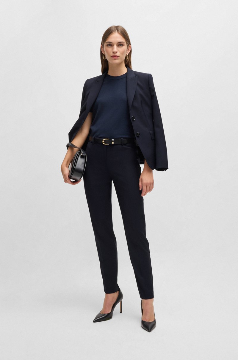 Hugo Boss Pantalones Regular Fit Con Pernera Cónica En Lana Virgen Italiana