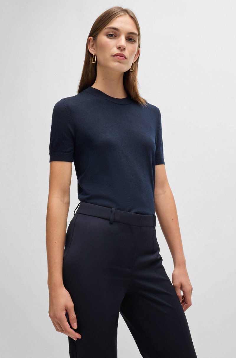 Hugo Boss Pantalones Regular Fit Con Pernera Cónica En Lana Virgen Italiana