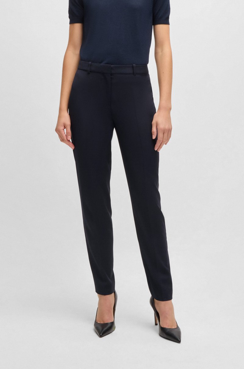 Hugo Boss Pantalones regular fit con pernera cónica en lana virgen italiana