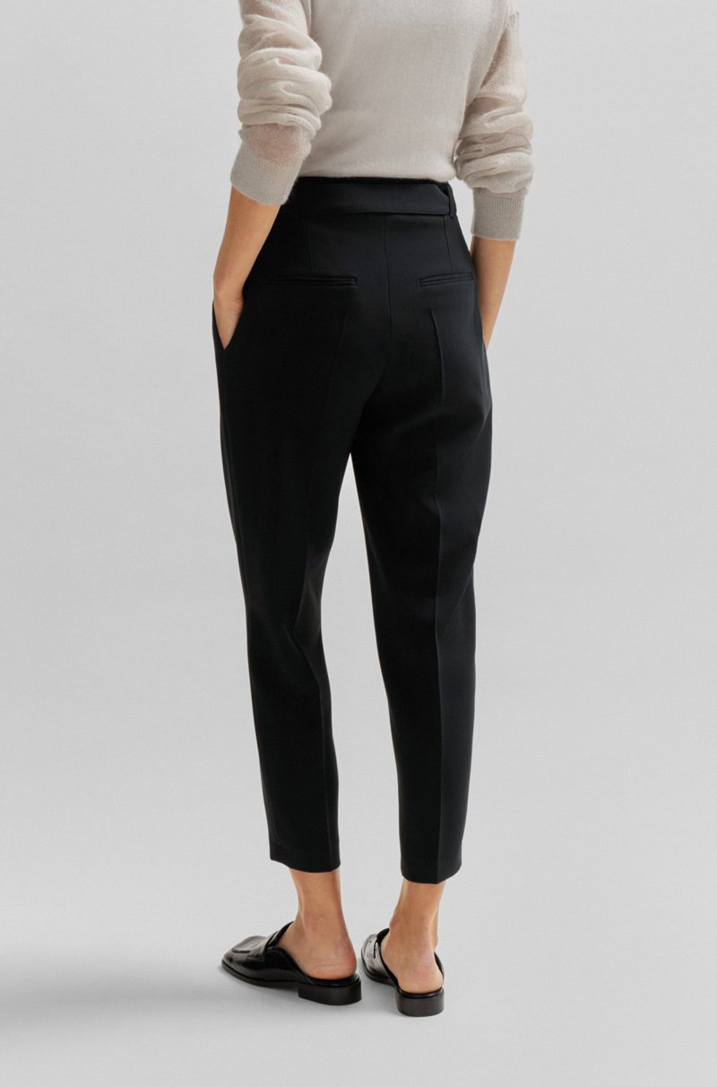 Hugo Boss Pantalones Regular Fit De Crepé Japonés Con Cinturón