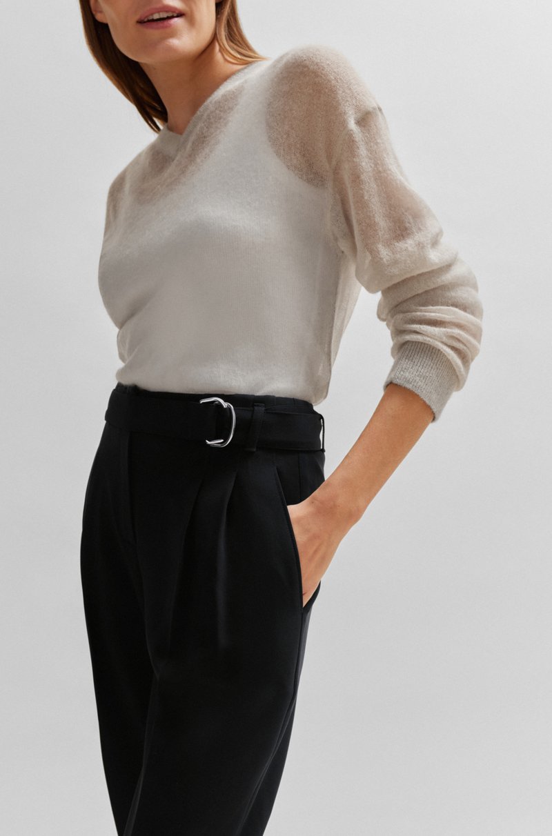 Hugo Boss Pantalones Regular Fit De Crepé Japonés Con Cinturón