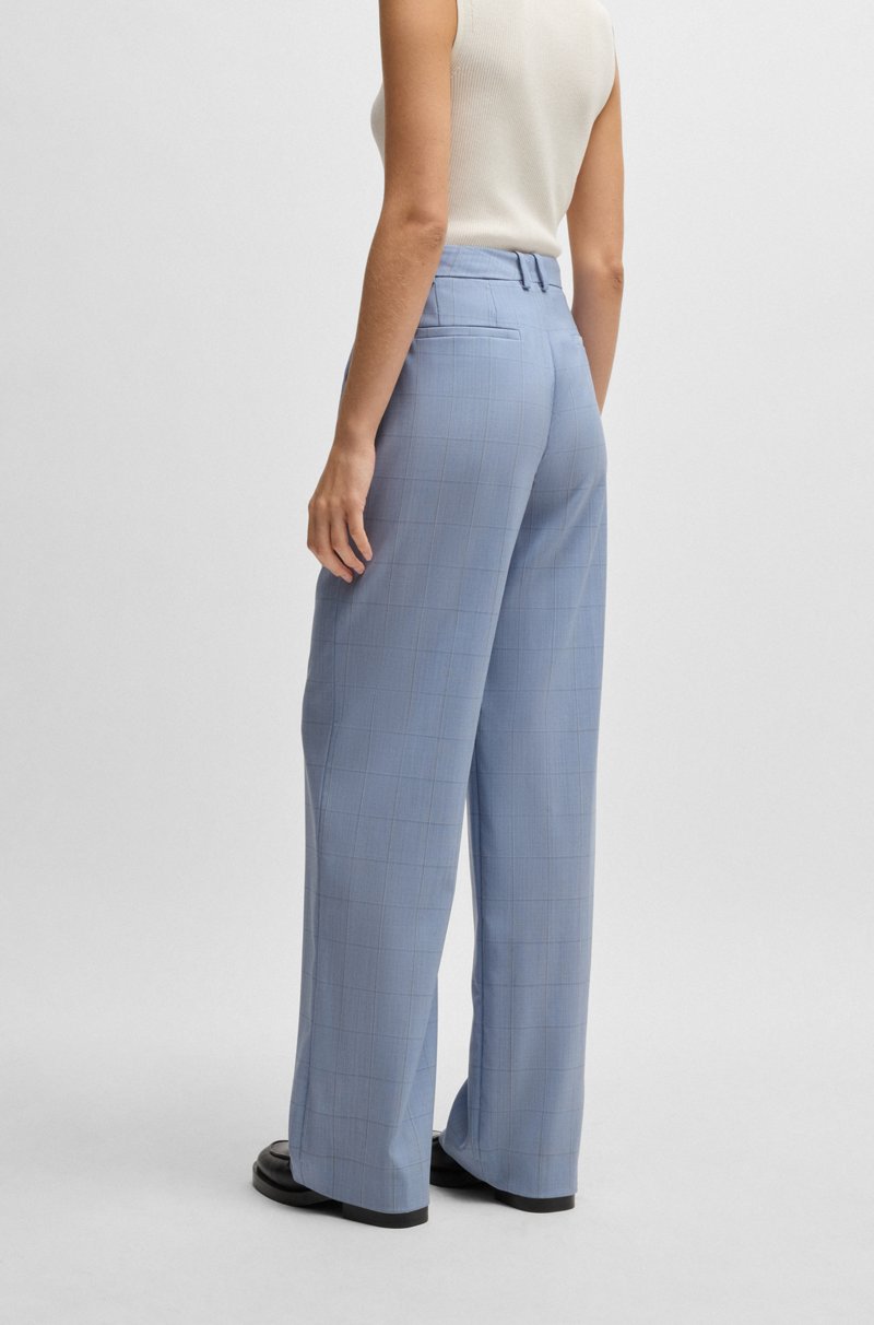 Hugo Boss Pantalones Regular Fit De Lana Virgen A Cuadros