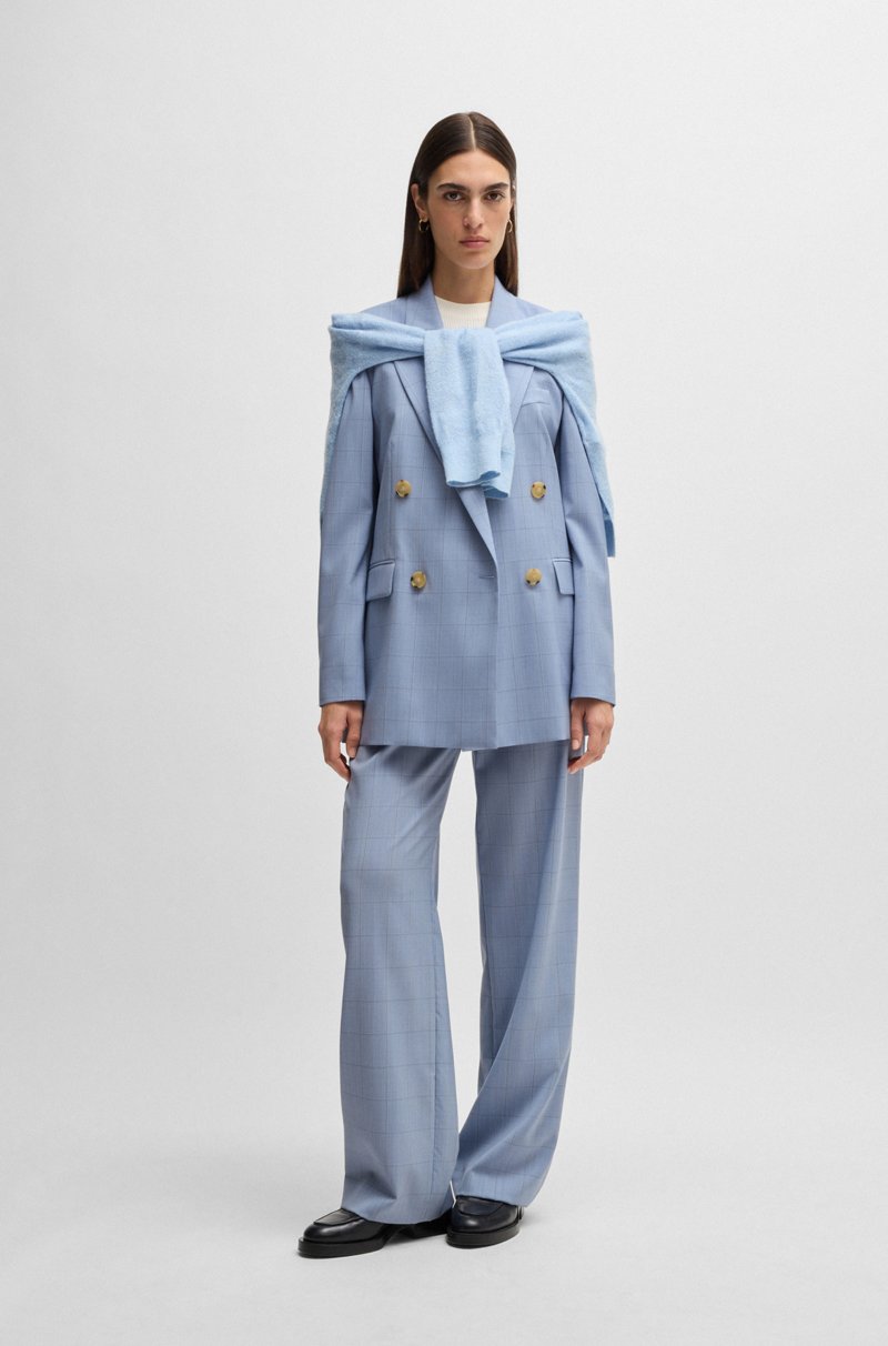 Hugo Boss Pantalones Regular Fit De Lana Virgen A Cuadros