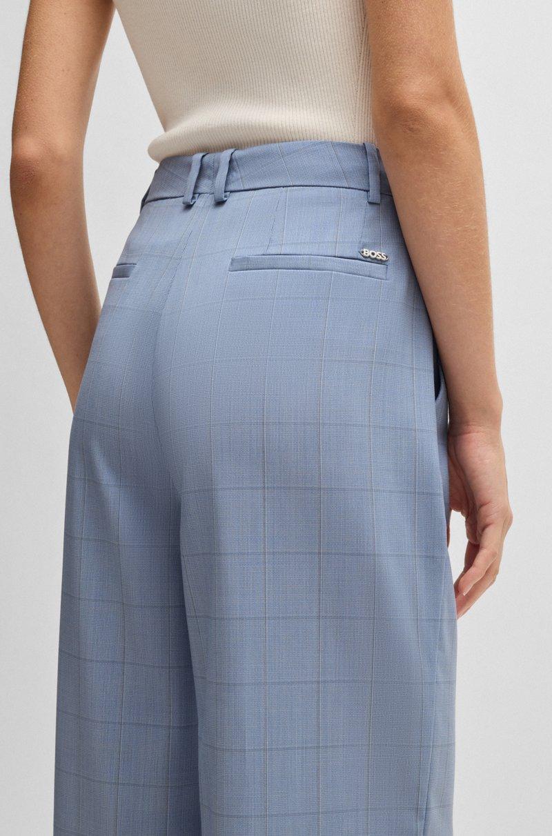 Hugo Boss Pantalones Regular Fit De Lana Virgen A Cuadros
