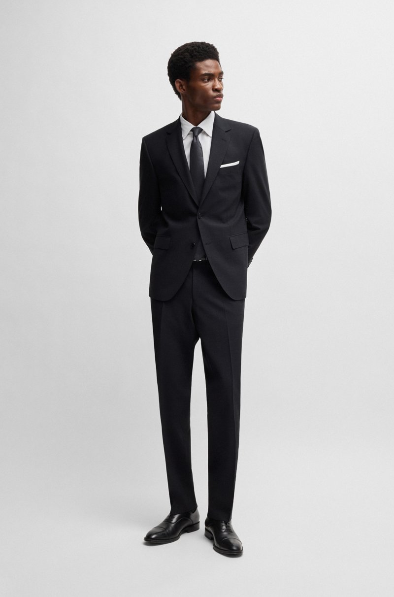 Hugo Boss Pantalones Regular Fit De Lana Virgen Elástica