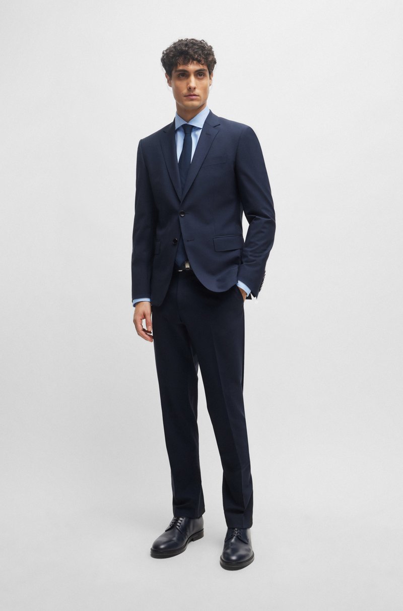 Hugo Boss Pantalones Regular Fit De Lana Virgen Elástica