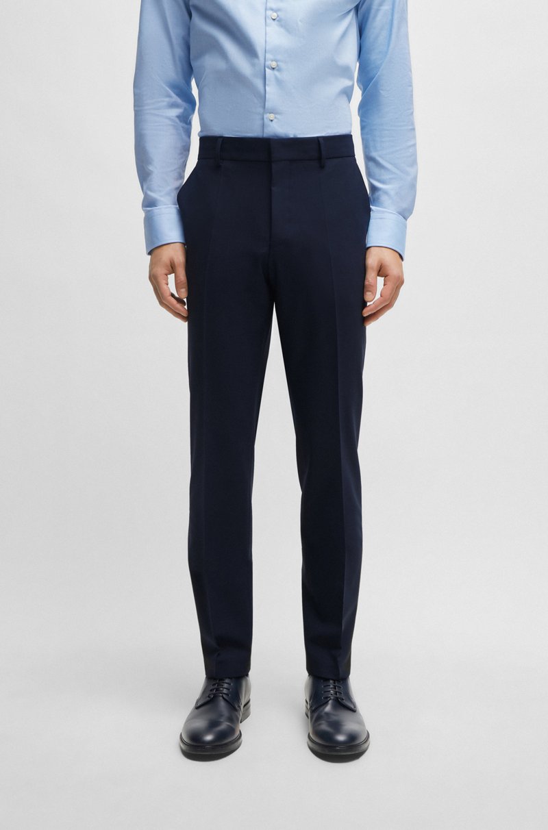 Hugo Boss Pantalones regular fit de lana virgen elástica