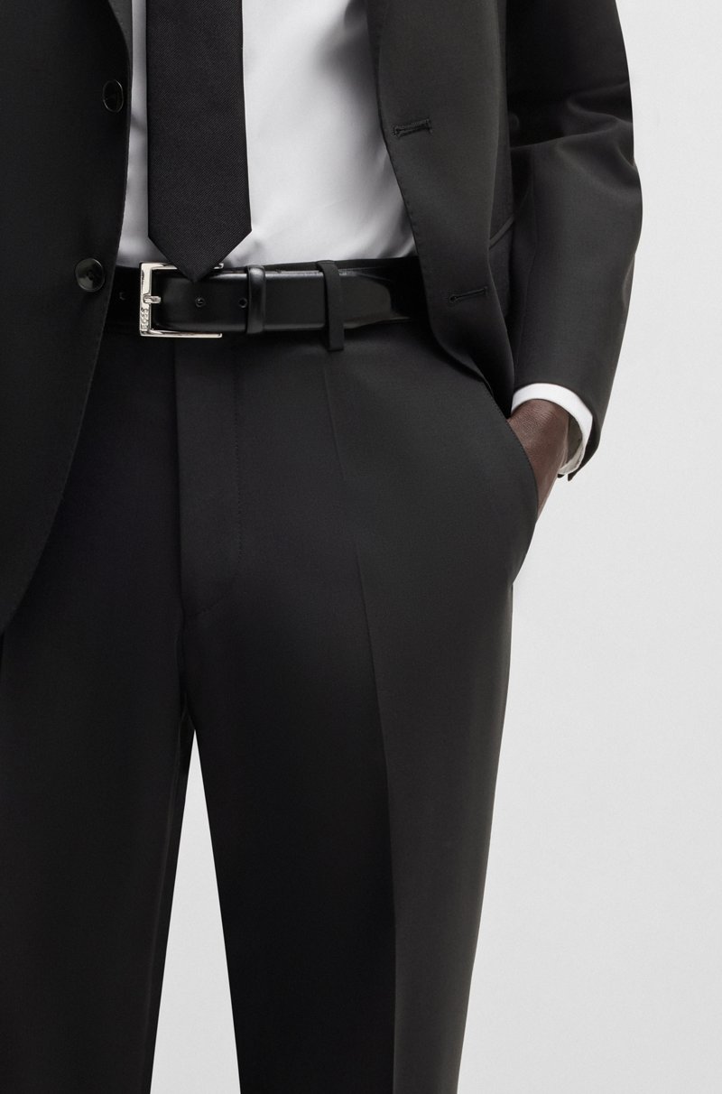 Hugo Boss Pantalones Regular Fit De Lana Virgen Elástica