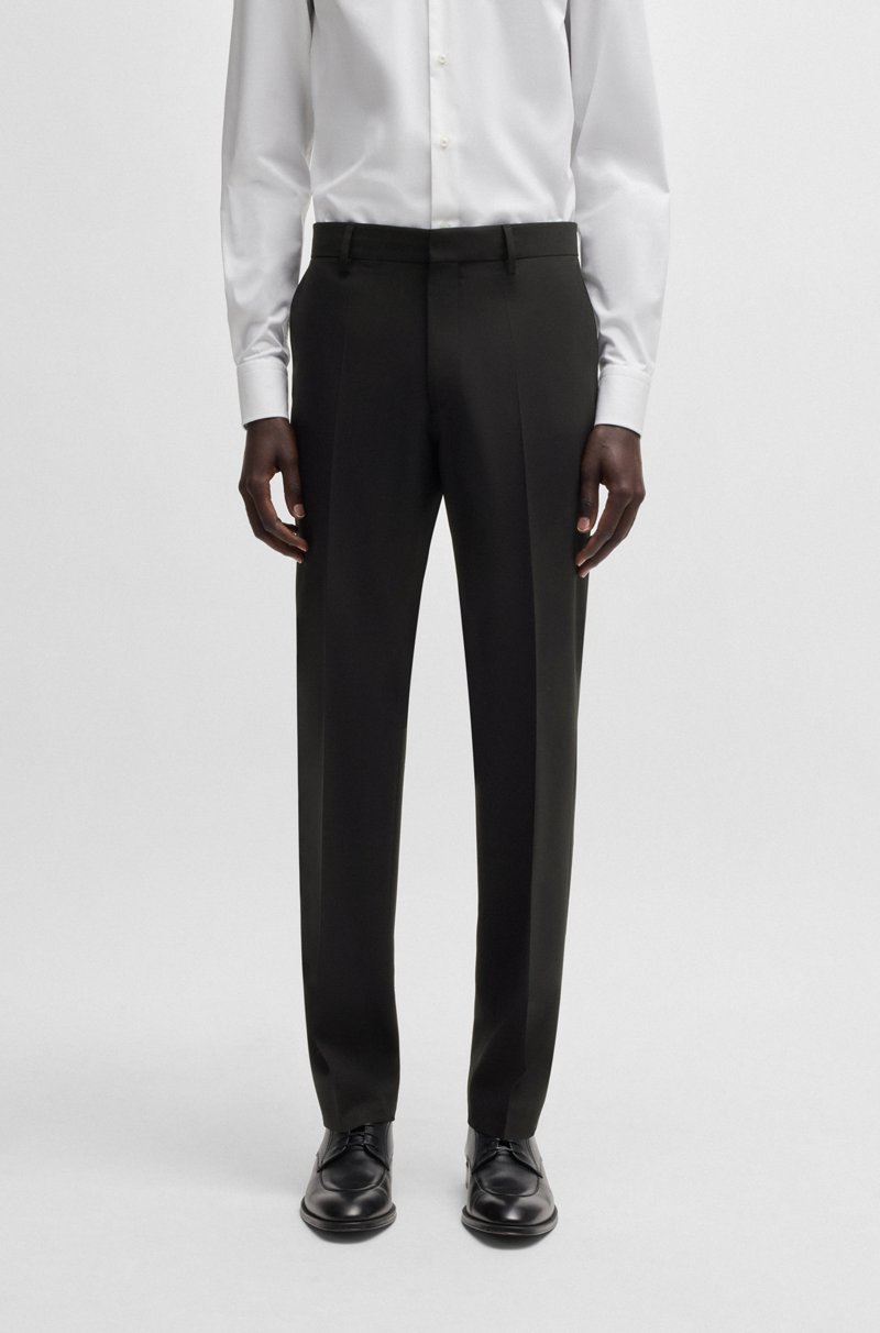 Hugo Boss Pantalones regular fit de lana virgen elástica