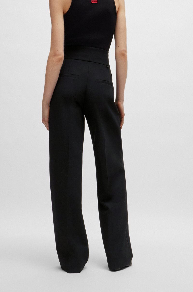 Hugo Boss Pantalones Regular Fit De Pernera Ancha En Tejido Elástico