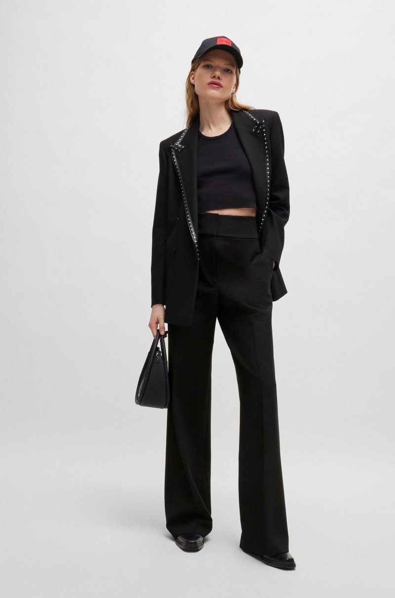 Hugo Boss Pantalones Regular Fit De Pernera Ancha En Tejido Elástico