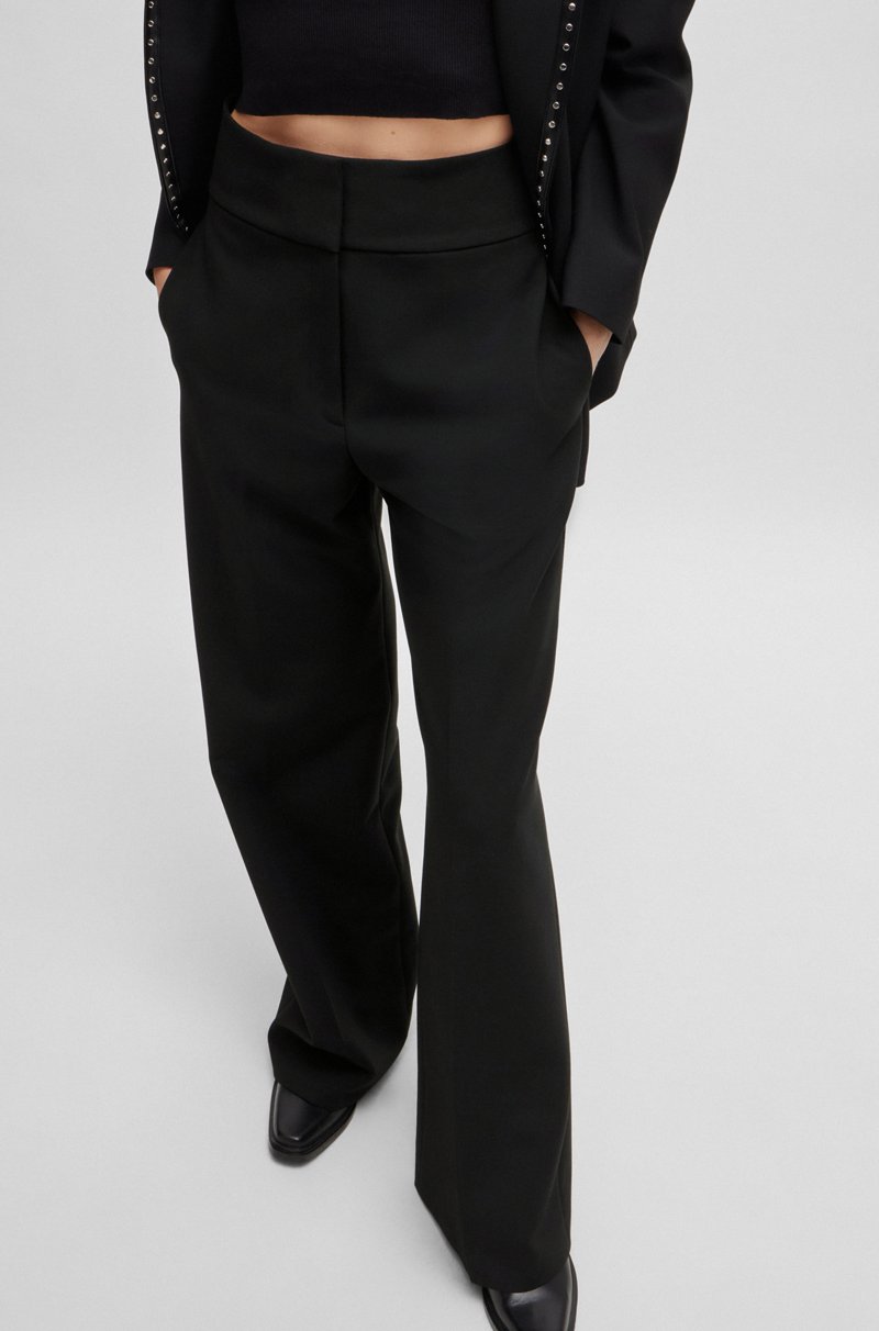 Hugo Boss Pantalones Regular Fit De Pernera Ancha En Tejido Elástico