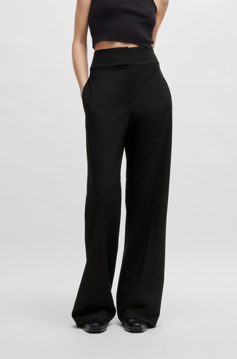 Hugo Boss Pantalones regular fit de pernera ancha en tejido elástico