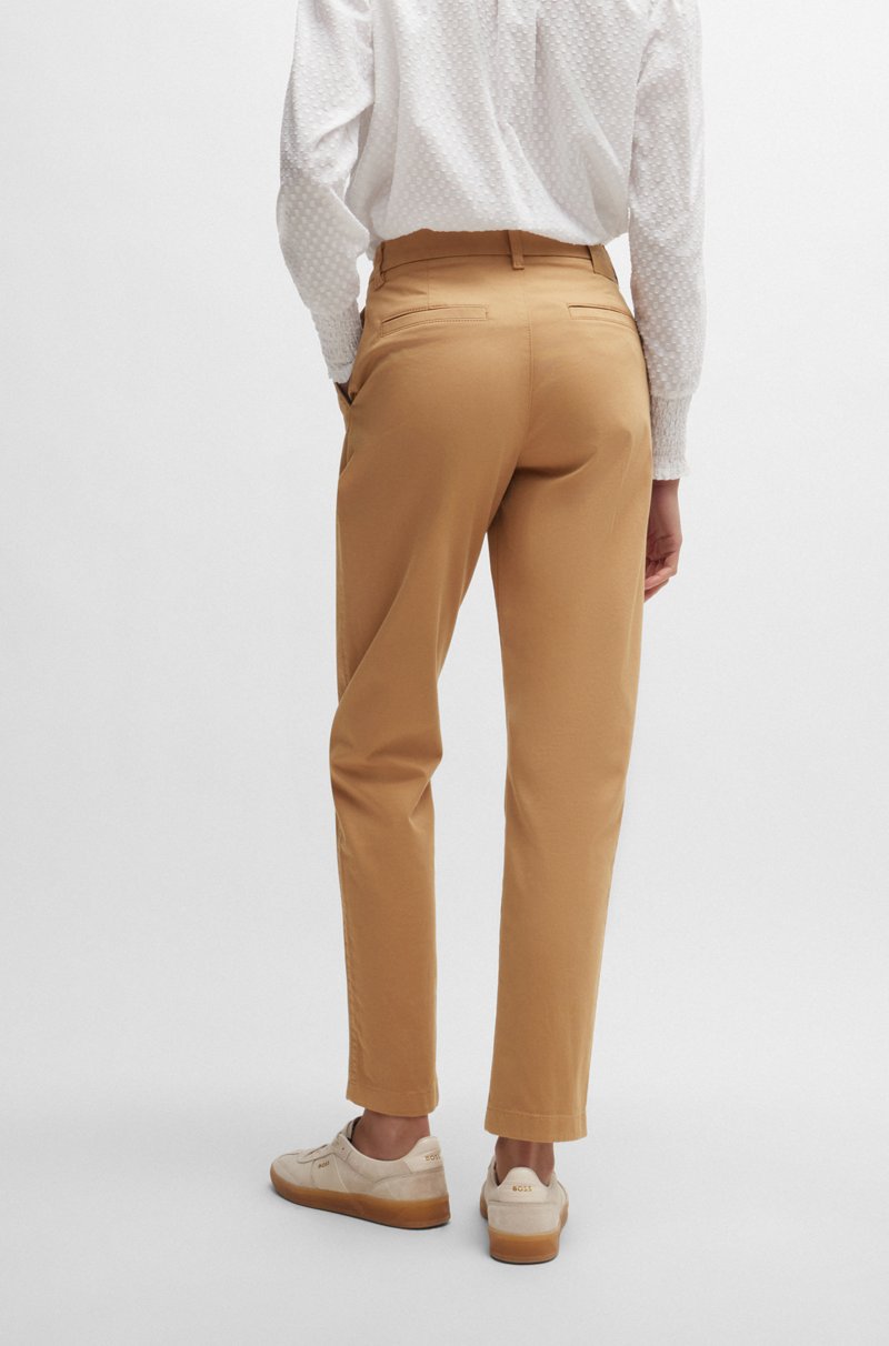 Hugo Boss Pantalones Regular Fit De Raso De Algodón Elástico