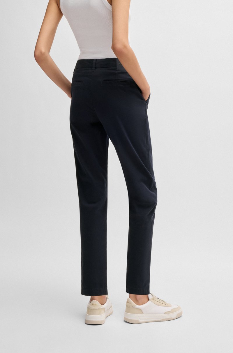 Hugo Boss Pantalones Regular Fit De Raso De Algodón Elástico