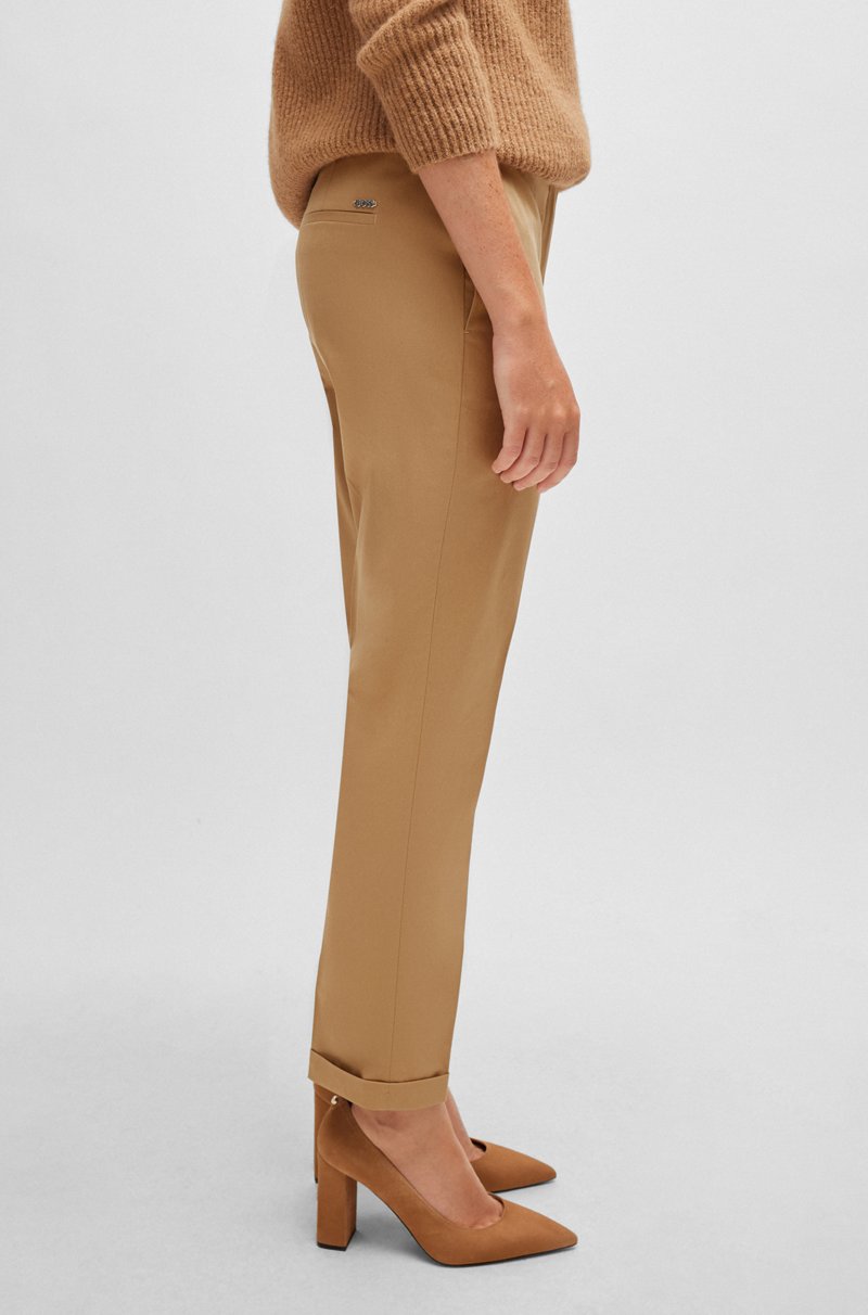 Hugo Boss Pantalones Regular Fit De Sarga De Algodón Elástico