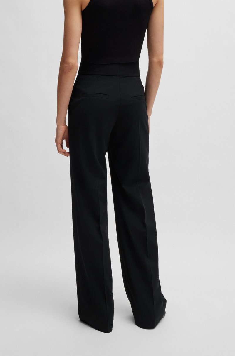 Hugo Boss Pantalones Regular Fit De Talle Alto Y Pernera Acampanada