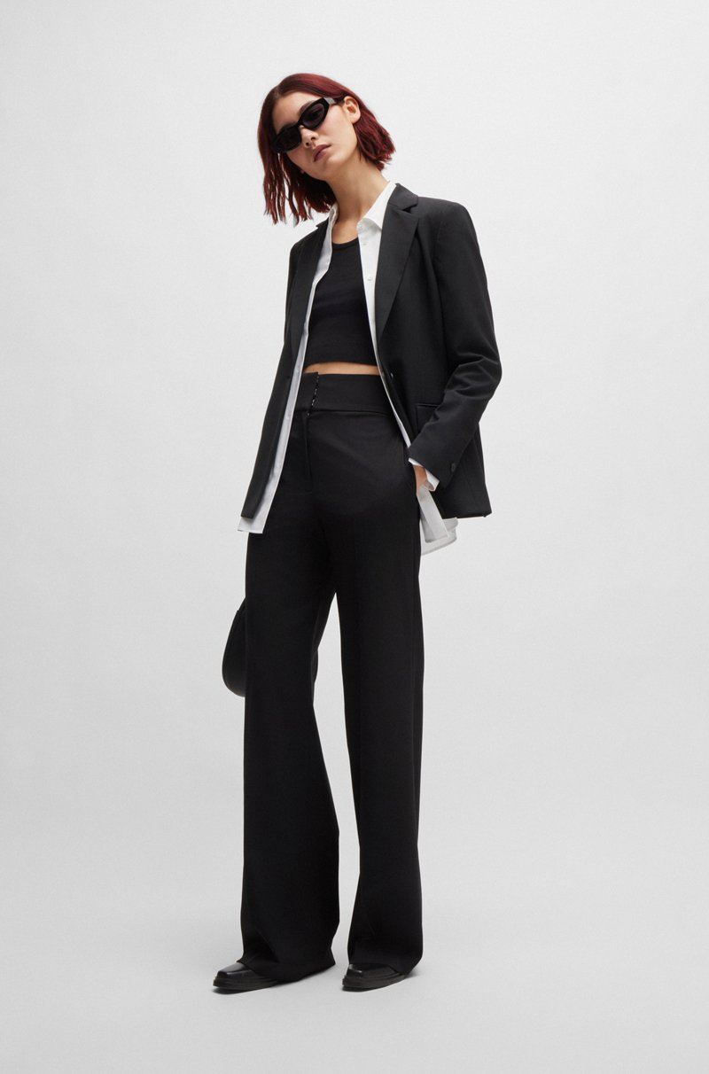 Hugo Boss Pantalones Regular Fit De Talle Alto Y Pernera Acampanada