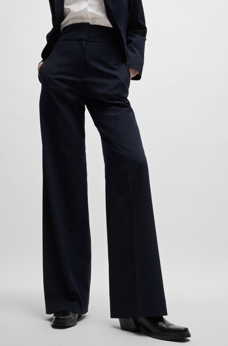 Hugo Boss Pantalones Regular Fit De Talle Alto Y Pernera Acampanada