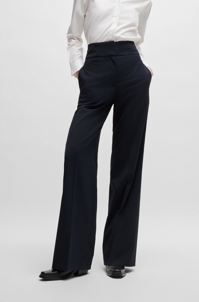 Hugo Boss Pantalones Regular Fit De Talle Alto Y Pernera Acampanada