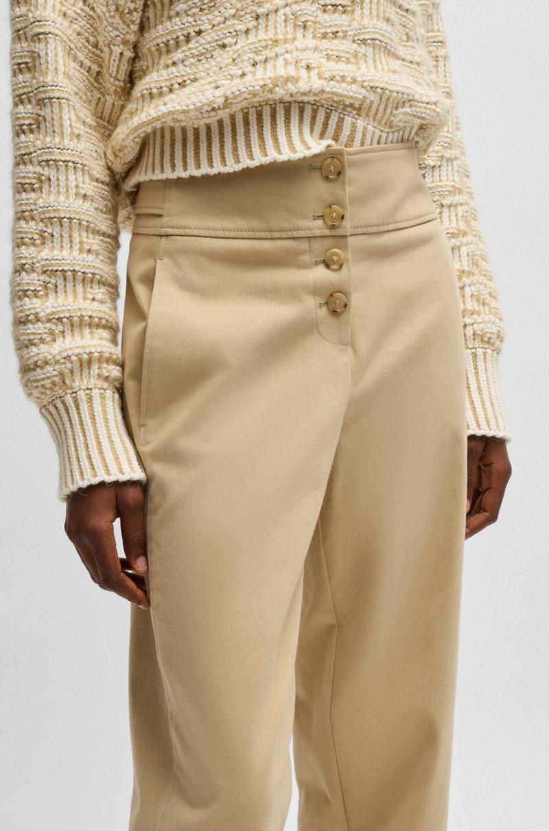 Hugo Boss Pantalones Regular Fit En Algodón Elástico Cepillado