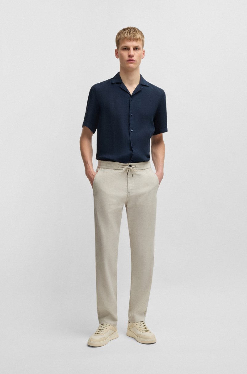 Hugo Boss Pantalones Regular Fit En Cómoda Mezcla De Lino Con Elástico