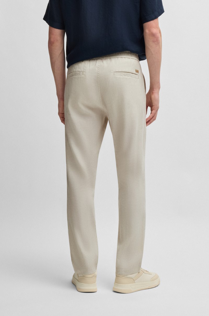 Hugo Boss Pantalones Regular Fit En Cómoda Mezcla De Lino Con Elástico
