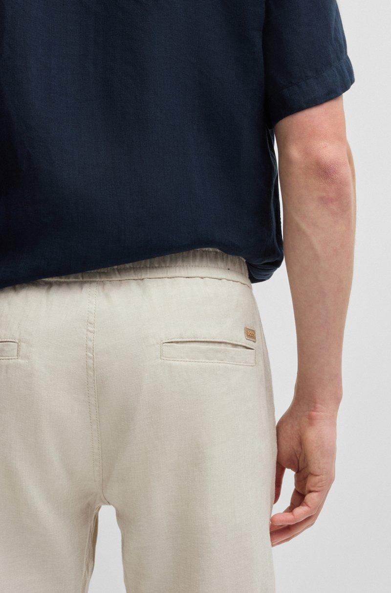Hugo Boss Pantalones Regular Fit En Cómoda Mezcla De Lino Con Elástico
