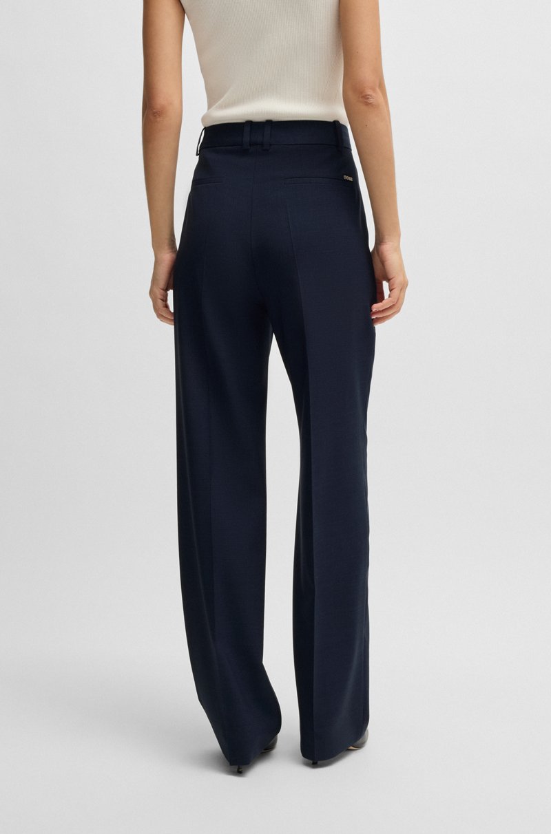 Hugo Boss Pantalones Regular Fit En Lana Virgen Con Microcuadros