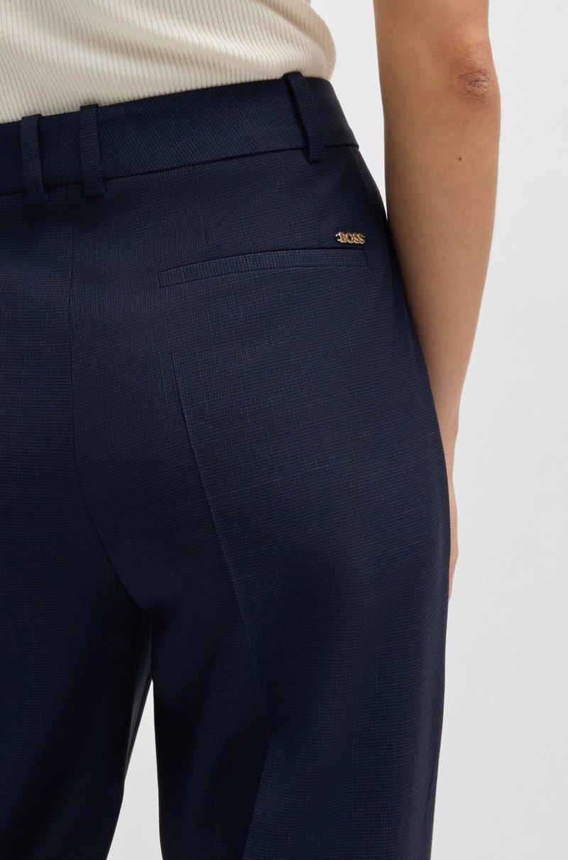 Hugo Boss Pantalones Regular Fit En Lana Virgen Con Microcuadros